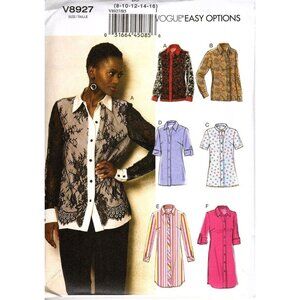 Vogue V8927 Misses 8 to 16 Shirt, Top, Blouse, Tunic Uncut Sewing Pattern 2021